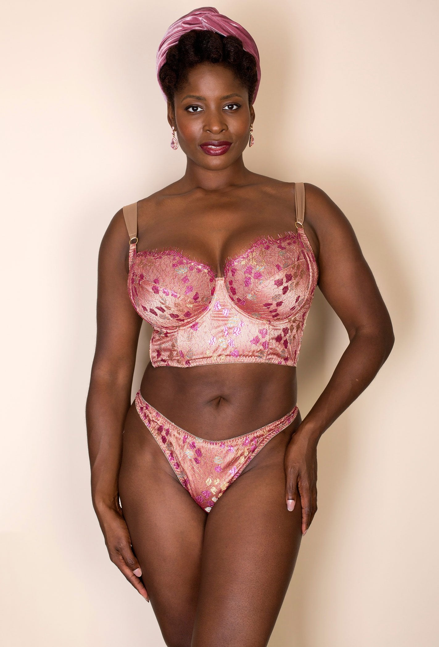 Luxury, silk and French lace bralettes in blush pink