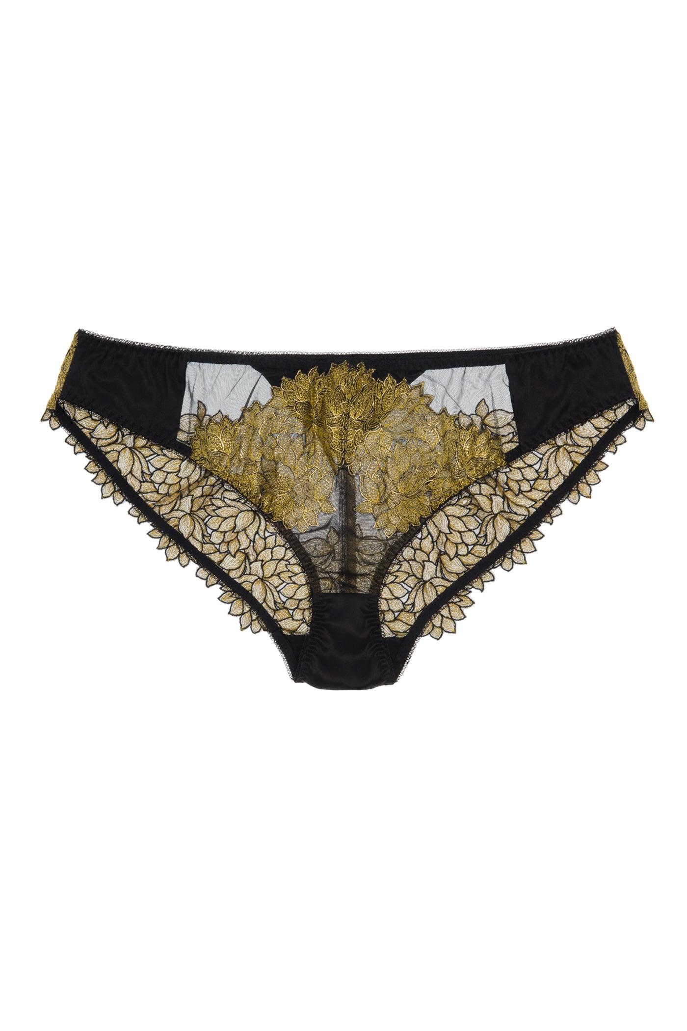 Black and gold metallic embroidered brief