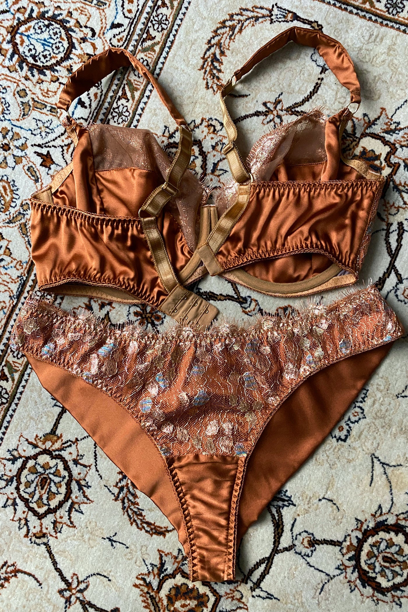 Carina Gold Lace and Silk Knicker – Harlow & Fox